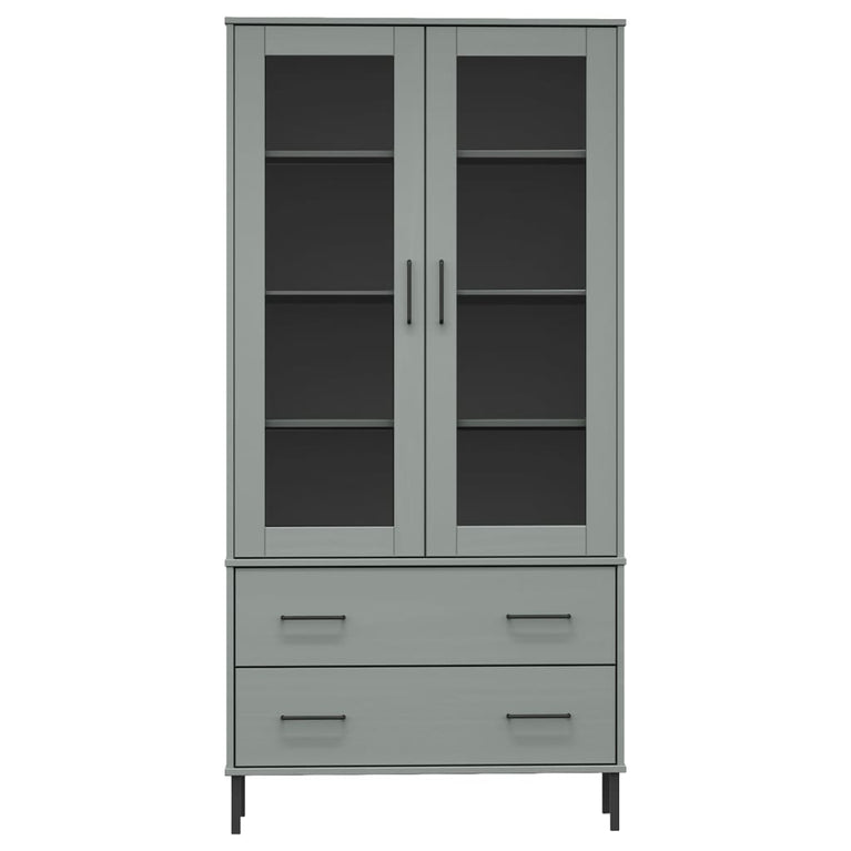 Boekenkast met metalen poten OSLO 85x35x172,5 cm hout grijs