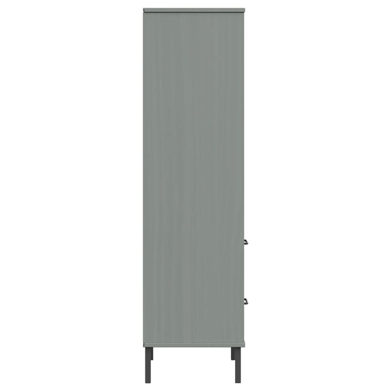 Boekenkast met 2 lades OSLO 60x35x128,5 cm massief hout grijs