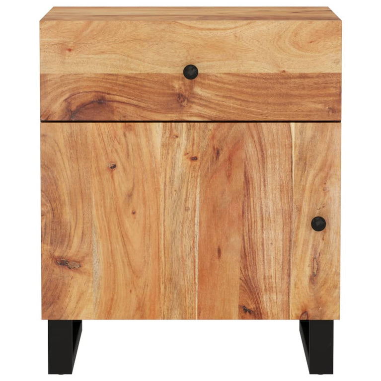 Nachtkastje 50x33x60 cm massief acaciahout en bewerkt hout