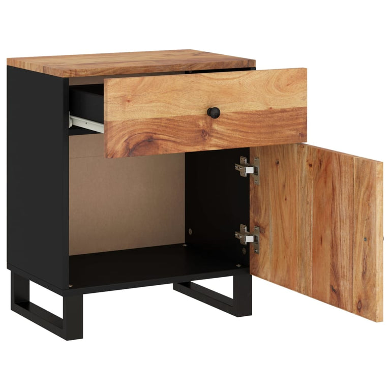 Nachtkastje 50x33x60 cm massief acaciahout en bewerkt hout