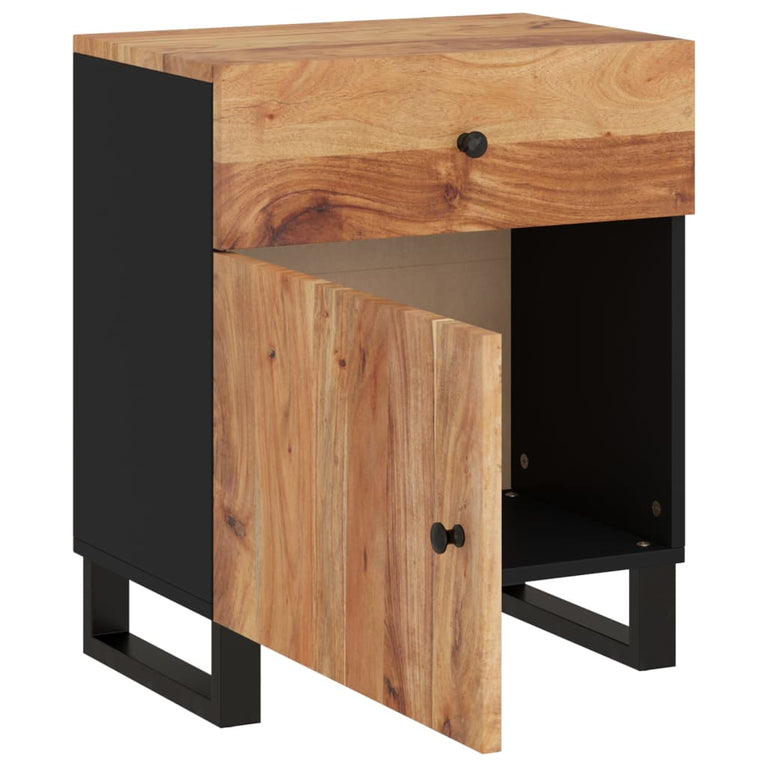 Nachtkastje 50x33x60 cm massief acaciahout en bewerkt hout
