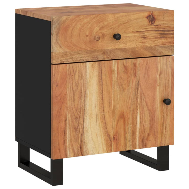 Nachtkastje 50x33x60 cm massief acaciahout en bewerkt hout