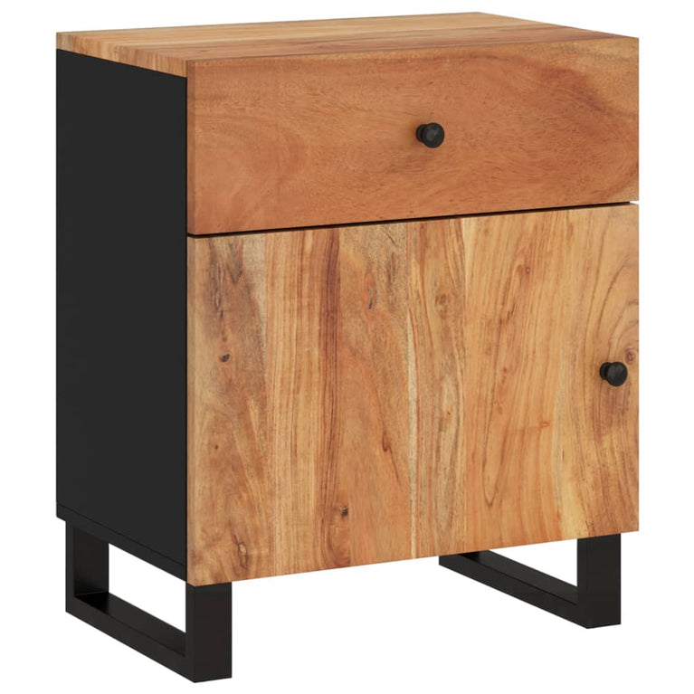 Nachtkastje 50x33x60 cm massief acaciahout en bewerkt hout