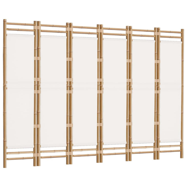 Kamerscherm 6-panelen inklapbaar 240 cm bamboe en canvas