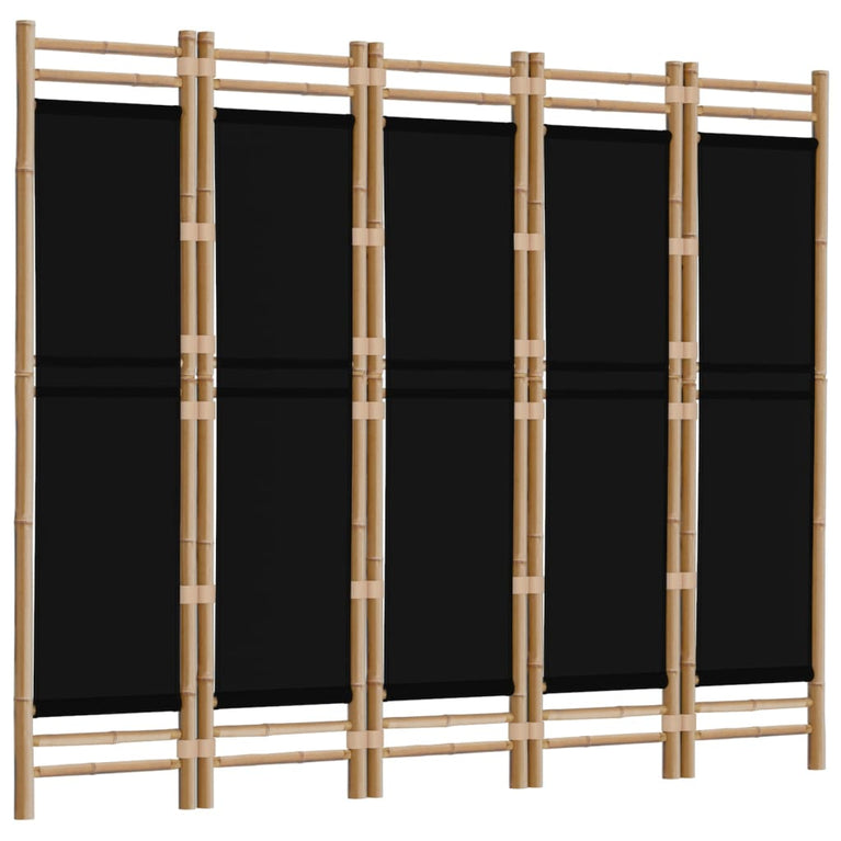 Kamerscherm 5-panelen inklapbaar 200 cm bamboe en canvas