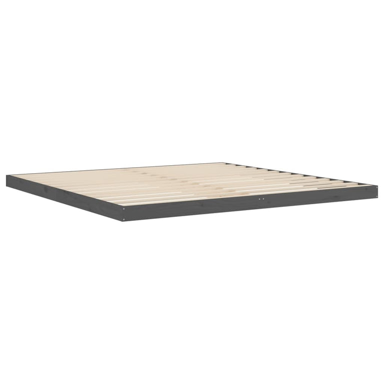 Bedframe massief grenenhout grijs 200x200 cm