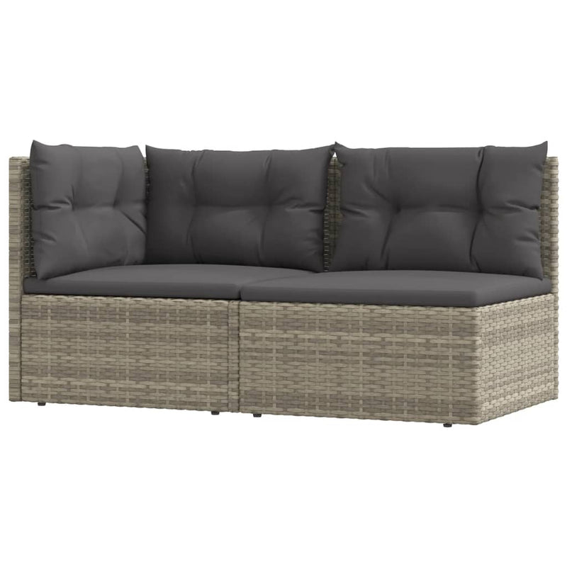 2-delige Loungeset met kussens poly rattan grijs