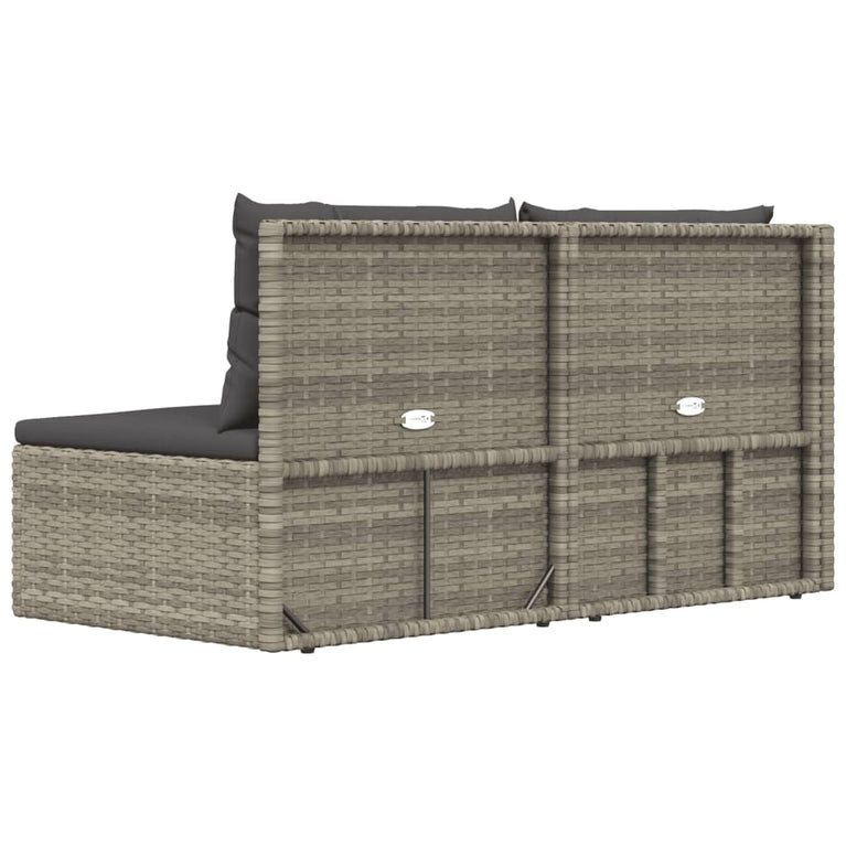 2-delige Loungeset met kussens poly rattan grijs