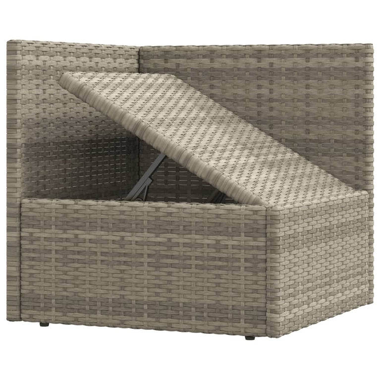 2-delige Loungeset met kussens poly rattan grijs
