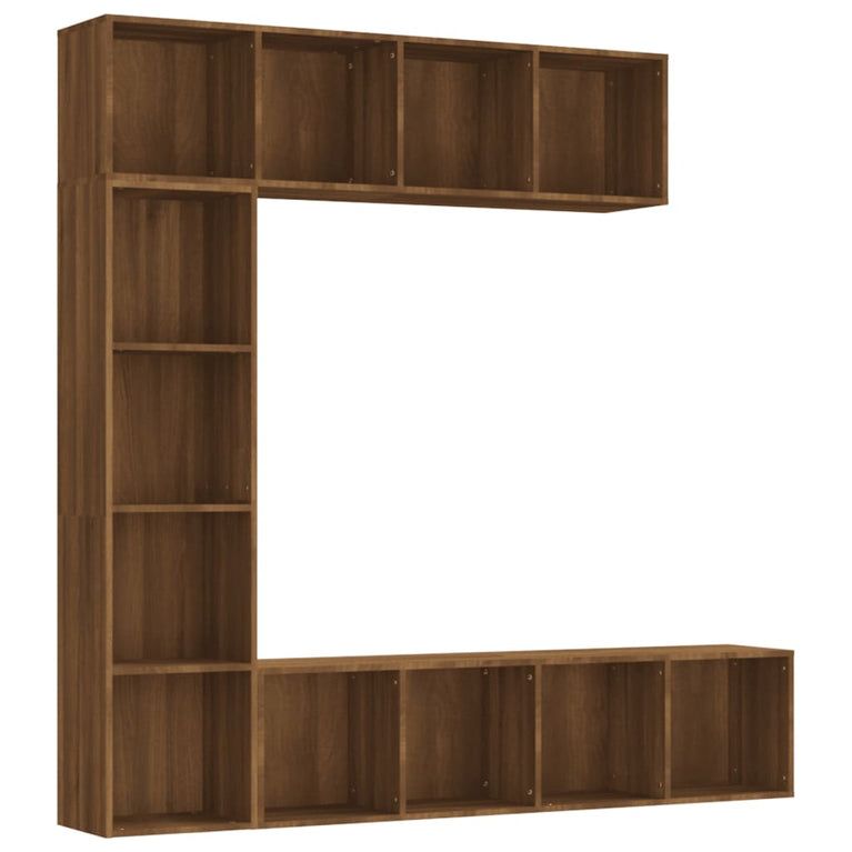 3-delige boekenkast- / tv-meubelset 180x30x180 cm bruineiken