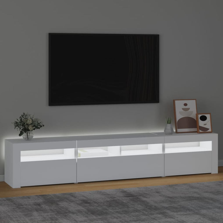 Tv-meubel met LED-verlichting 210x35x40 cm wit