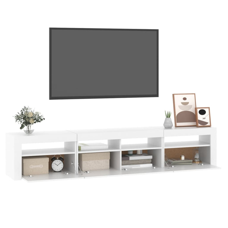 Tv-meubel met LED-verlichting 210x35x40 cm wit