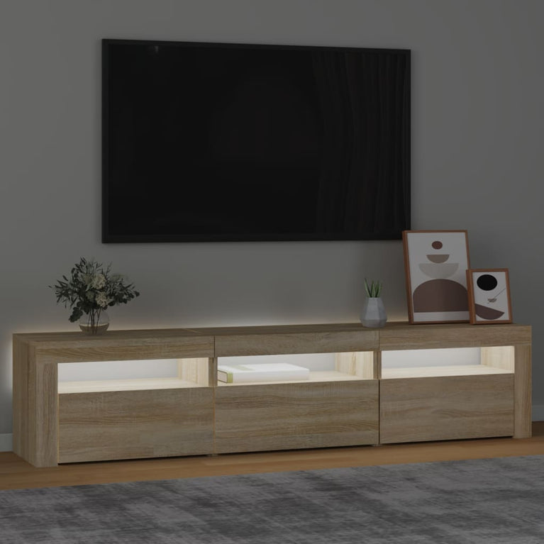 Tv-meubel met LED-verlichting 180x35x40 cm sonoma eikenkleurig