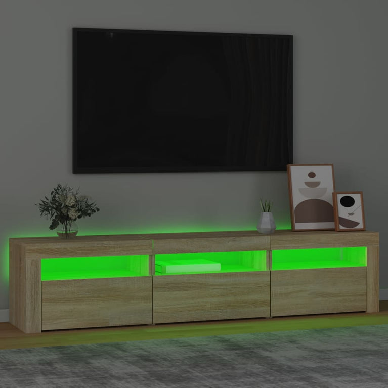 Tv-meubel met LED-verlichting 180x35x40 cm sonoma eikenkleurig