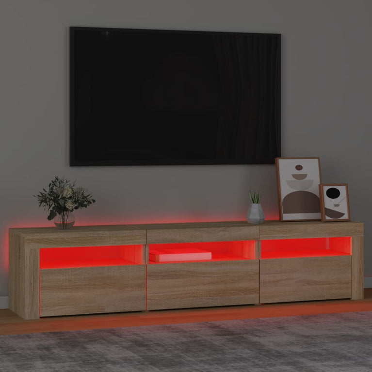 Tv-meubel met LED-verlichting 180x35x40 cm sonoma eikenkleurig