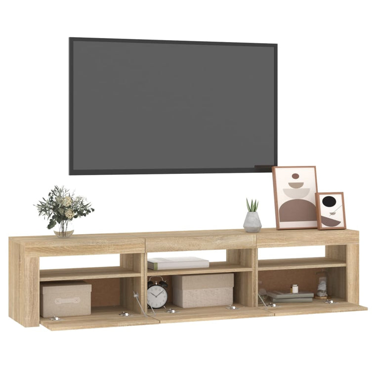 Tv-meubel met LED-verlichting 180x35x40 cm sonoma eikenkleurig