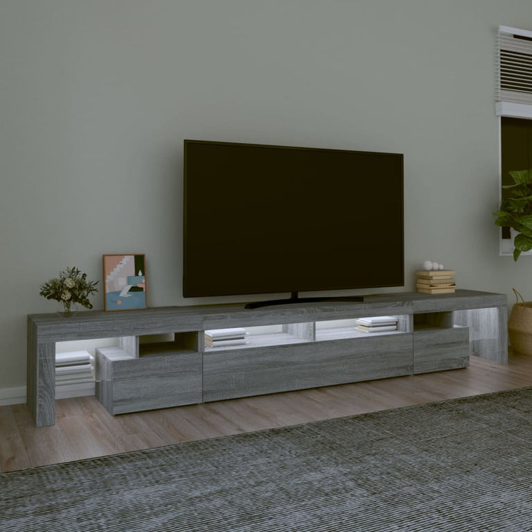 Tv-meubel met LED-verlichting 260x36,5x40 cm grijs sonoma eiken