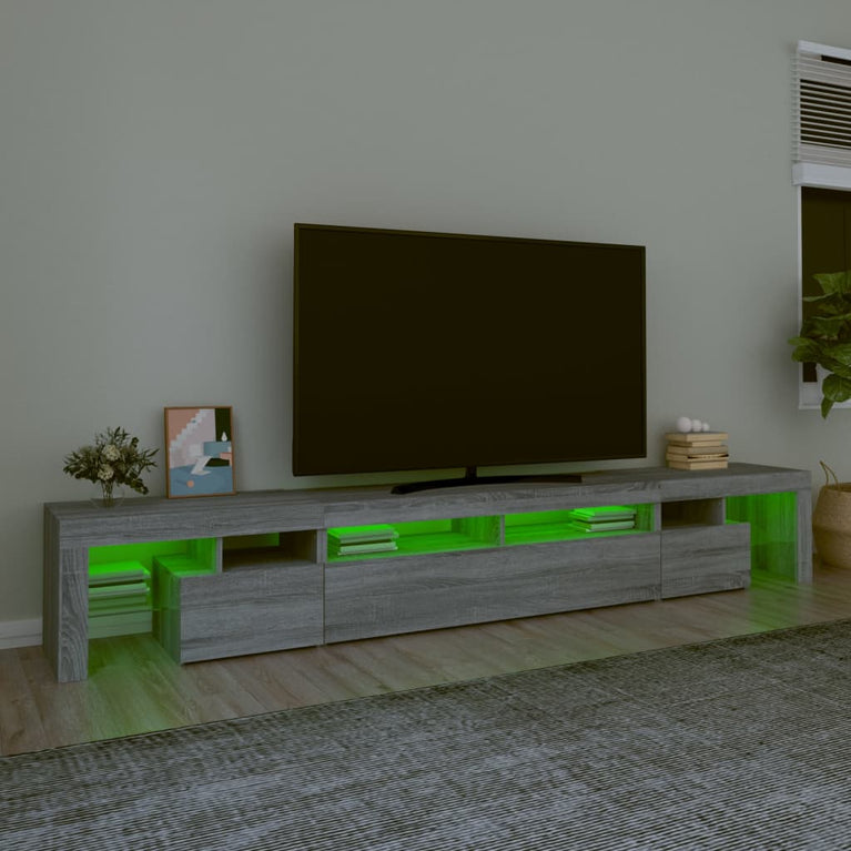 Tv-meubel met LED-verlichting 260x36,5x40 cm grijs sonoma eiken