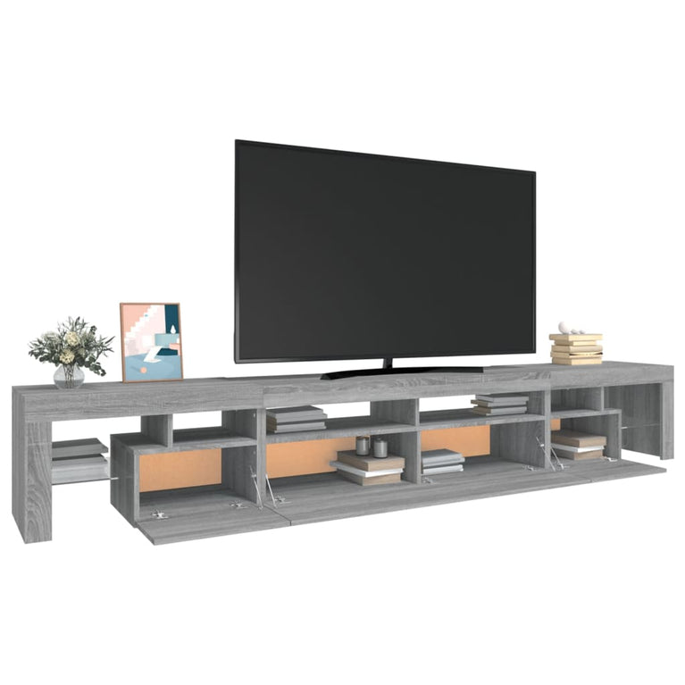 Tv-meubel met LED-verlichting 260x36,5x40 cm grijs sonoma eiken