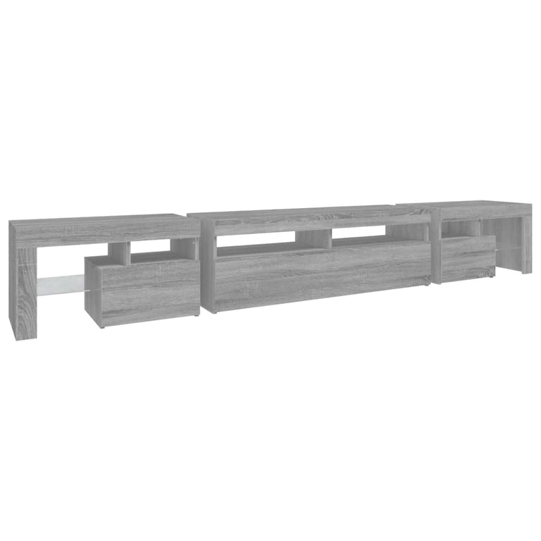 Tv-meubel met LED-verlichting 260x36,5x40 cm grijs sonoma eiken