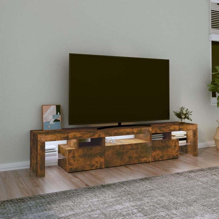 Tv-meubel LED-verlichting 200x36,5x40 cm gerookt eikenkleurig