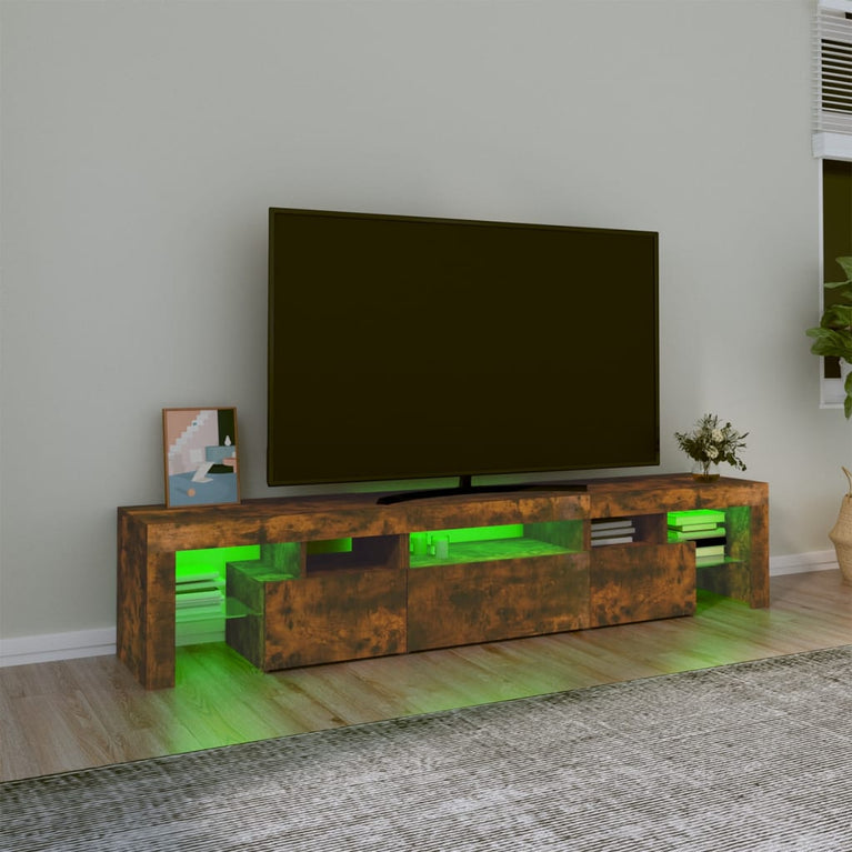 Tv-meubel LED-verlichting 200x36,5x40 cm gerookt eikenkleurig