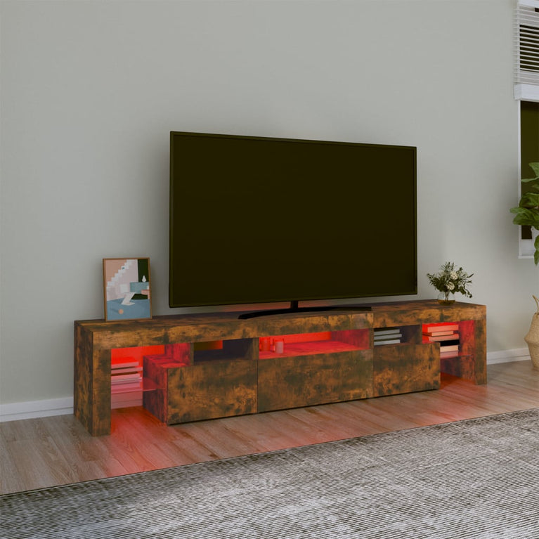 Tv-meubel LED-verlichting 200x36,5x40 cm gerookt eikenkleurig