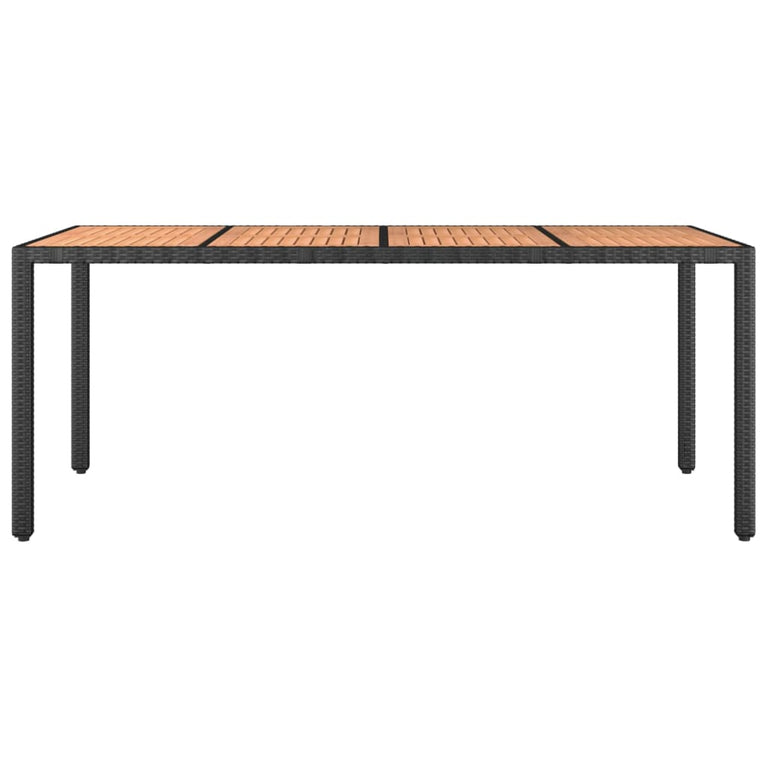 Tuintafel met houten blad poly ratten en acaciahout zwart
