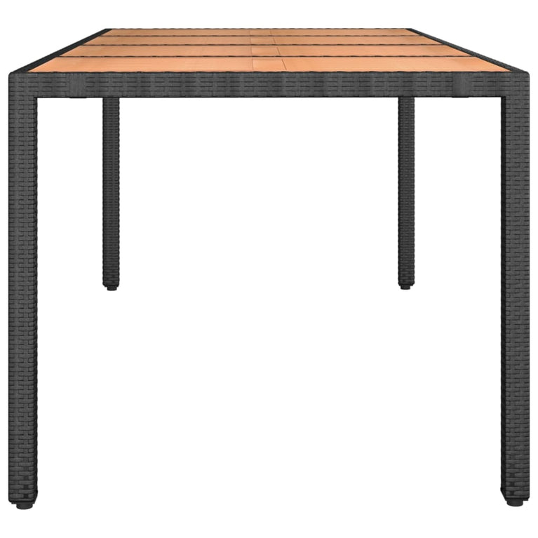 Tuintafel met houten blad poly ratten en acaciahout zwart