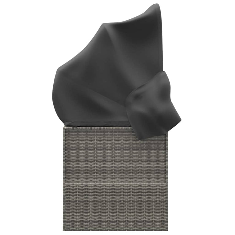Loungebed met luifel en kussens poly rattan grijs