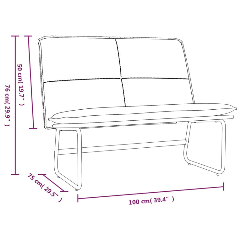 Bankje 100x75x76 cm kunstleer zwart
