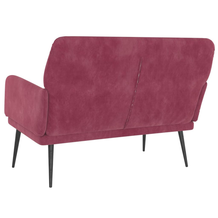 Bankje 108x79x79 cm fluweel wijnrood