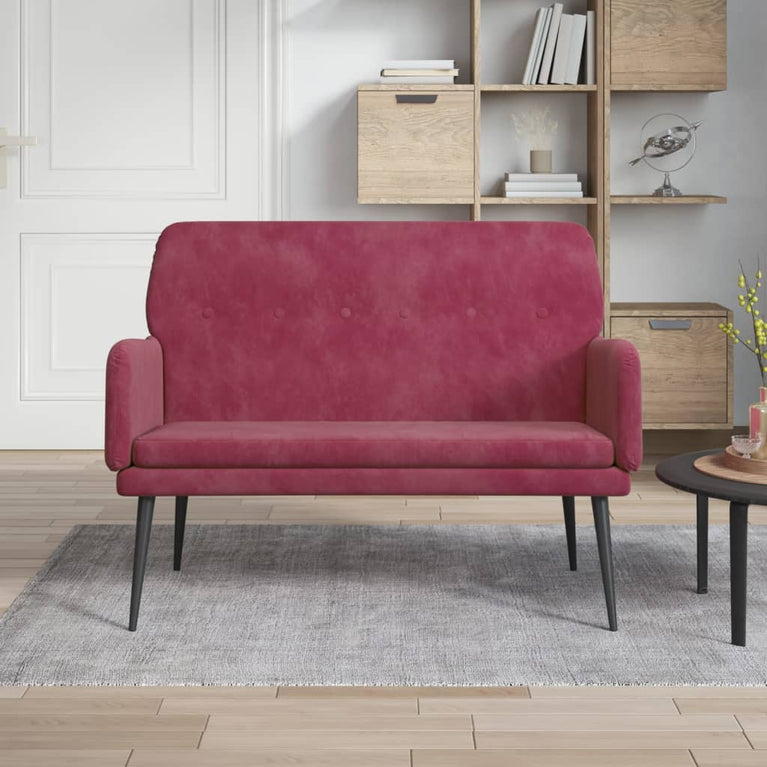 Bankje 108x79x79 cm fluweel wijnrood