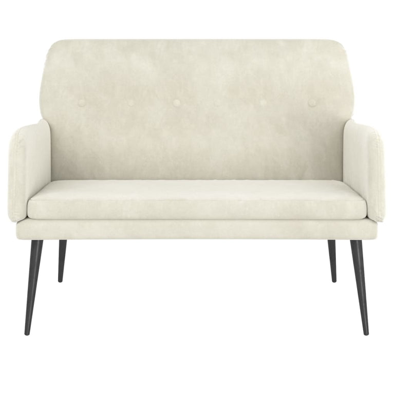 Bankje 108x79x79 cm fluweel crèmekleurig