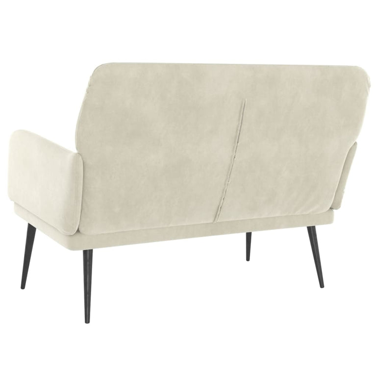 Bankje 108x79x79 cm fluweel crèmekleurig