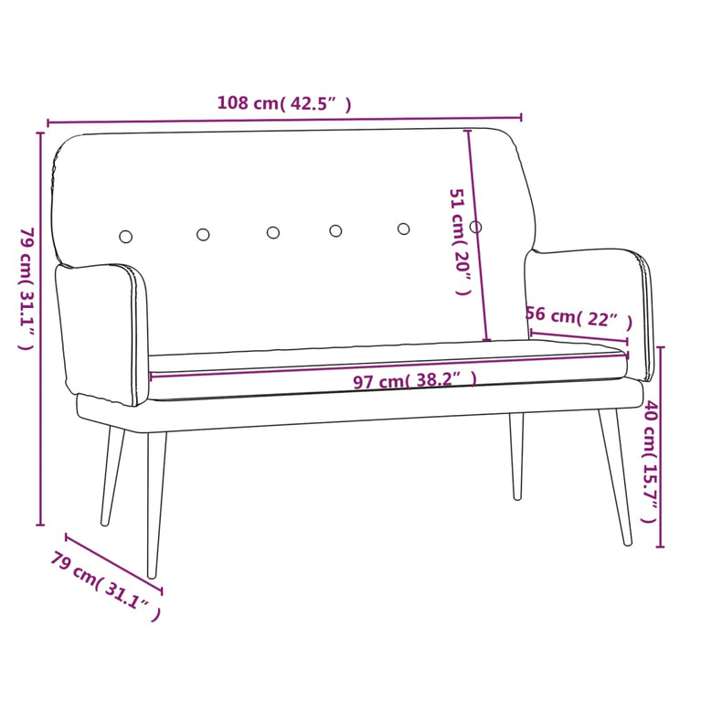 Bankje 108x79x79 cm fluweel crèmekleurig