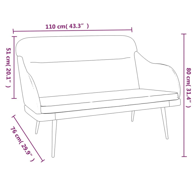 Bankje 110x76x80 cm fluweel zwart
