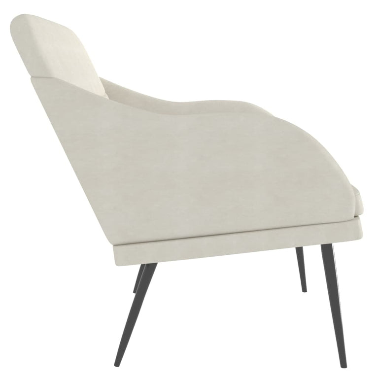 Bankje 110x76x80 cm fluweel crèmekleurig