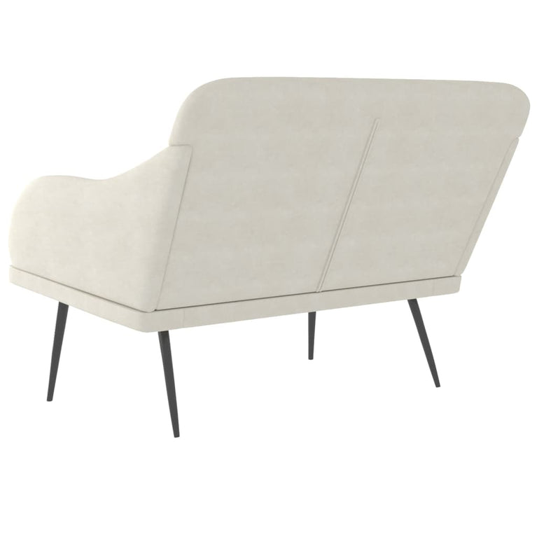 Bankje 110x76x80 cm fluweel crèmekleurig
