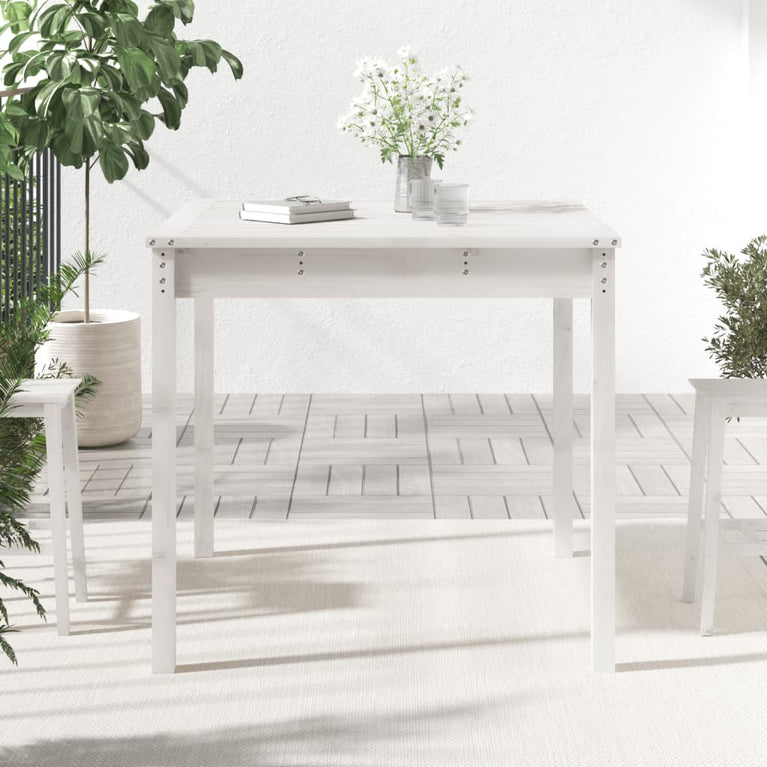 Tuintafel 82,5x82,5x76 cm massief grenenhout wit
