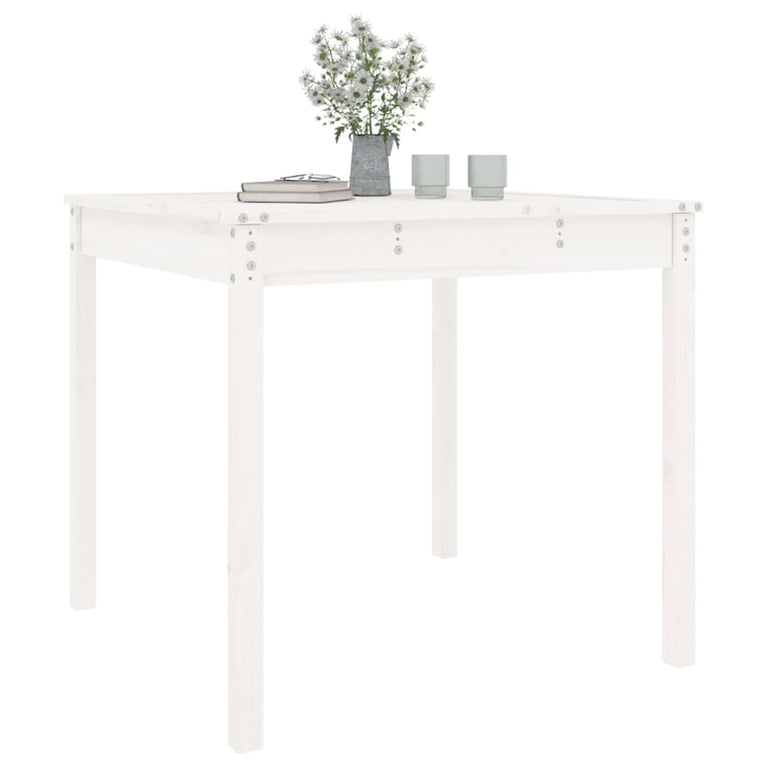 Tuintafel 82,5x82,5x76 cm massief grenenhout wit