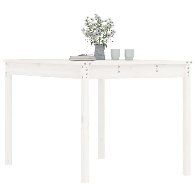 Tuintafel 121x82,5x76 cm massief grenenhout wit