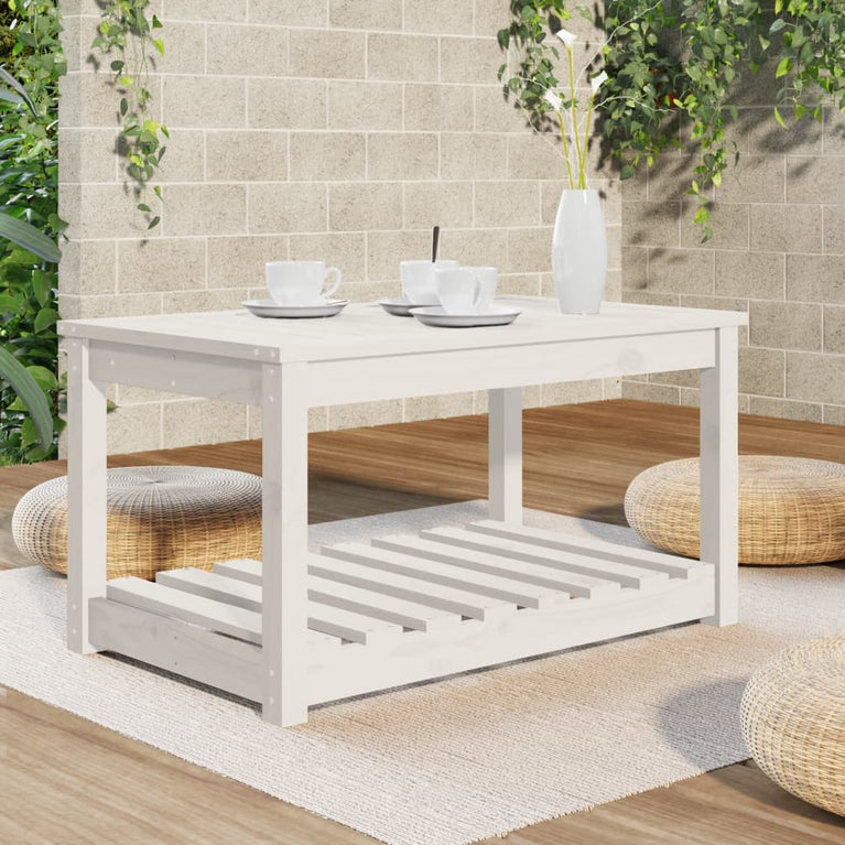 Tuintafel 82,5x50,5x45 cm massief grenenhout wit