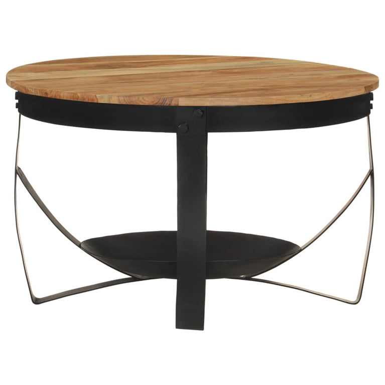 Salontafel Ø 68x43 cm massief acaciahout en ijzer