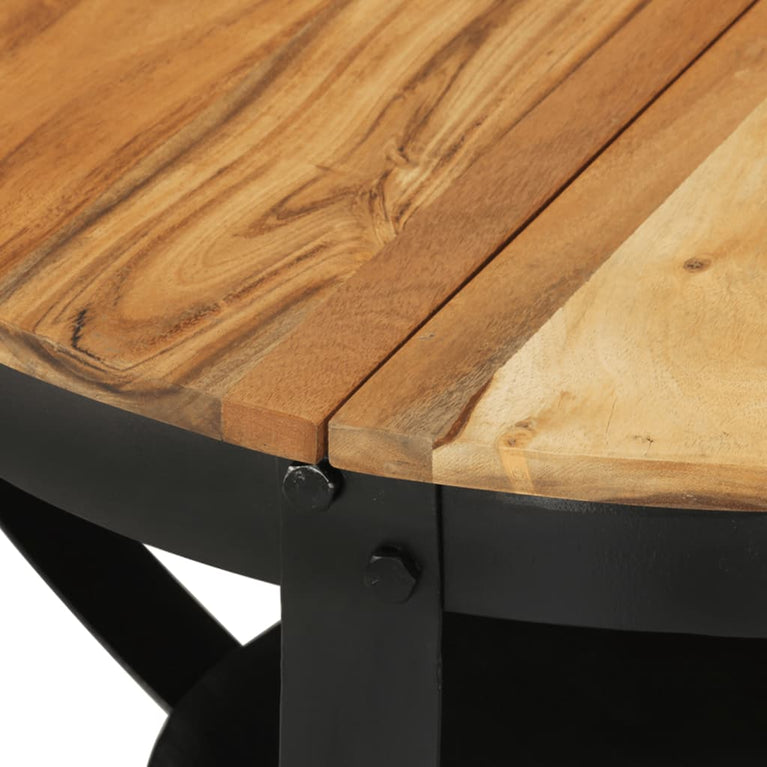 Salontafel Ø 68x43 cm massief acaciahout en ijzer