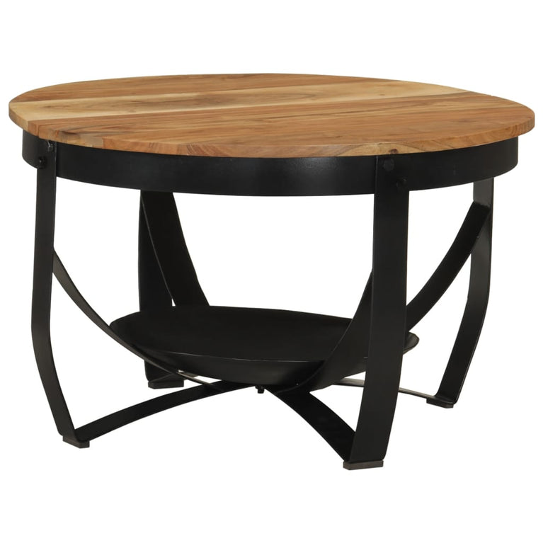 Salontafel Ø 68x43 cm massief acaciahout en ijzer
