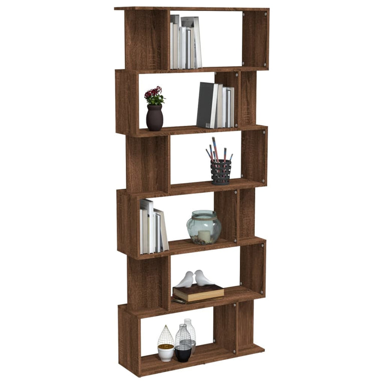 Boekenkast/kamerscherm 80x24x192 cm bewerkt hout bruineiken