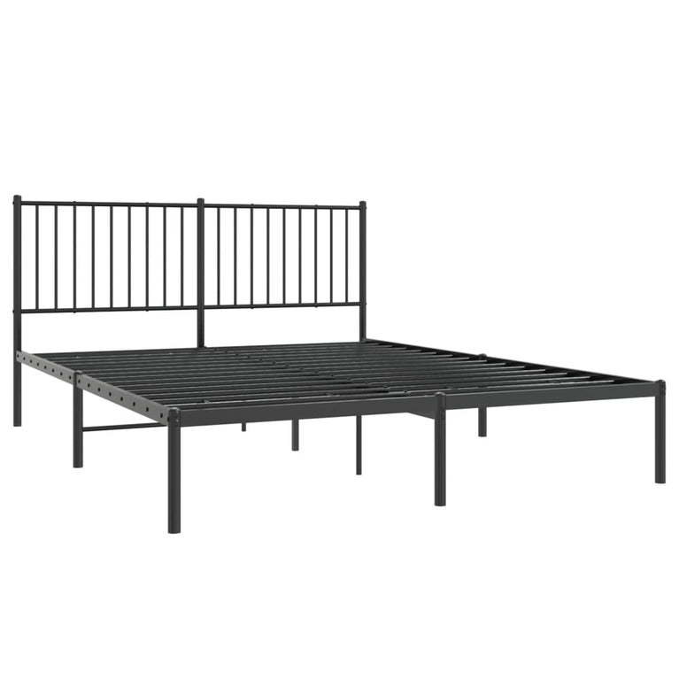 Bedframe met hoofdbord metaal zwart 150x200 cm