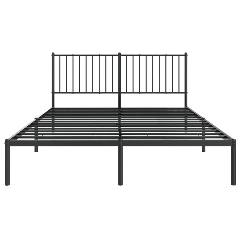 Bedframe met hoofdbord metaal zwart 150x200 cm