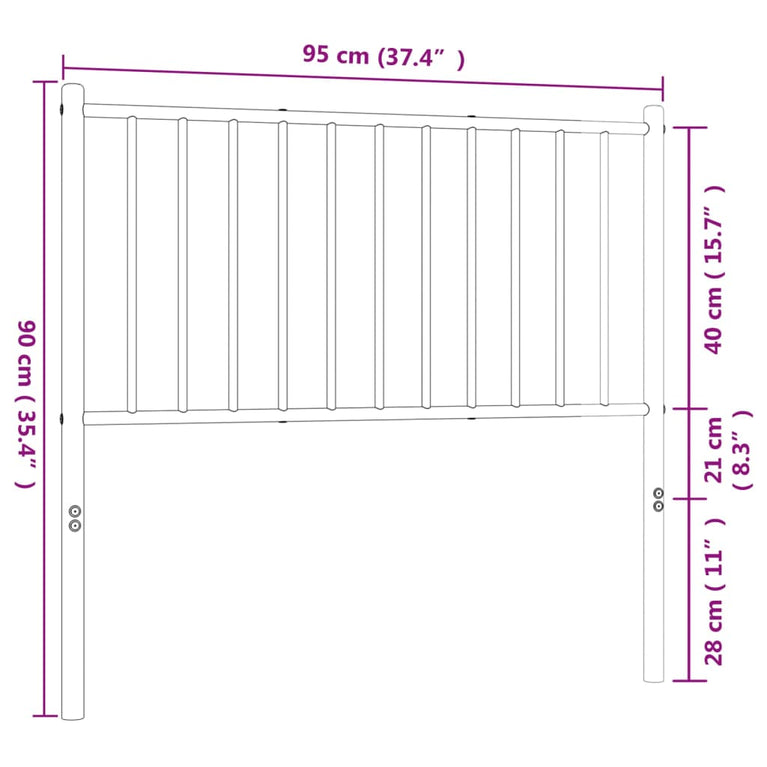 Hoofdbord 90 cm metaal zwart